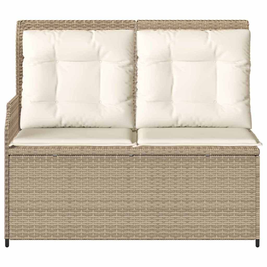 Garden Bench with Cushion Beige Poly rattan