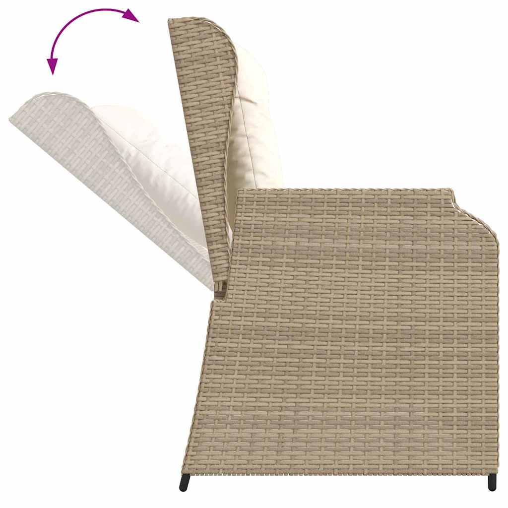 Garden Bench with Cushion Beige Poly rattan