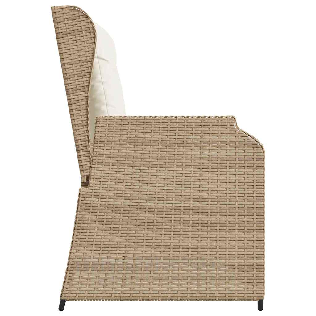 Garden Bench with Cushion Beige Poly rattan