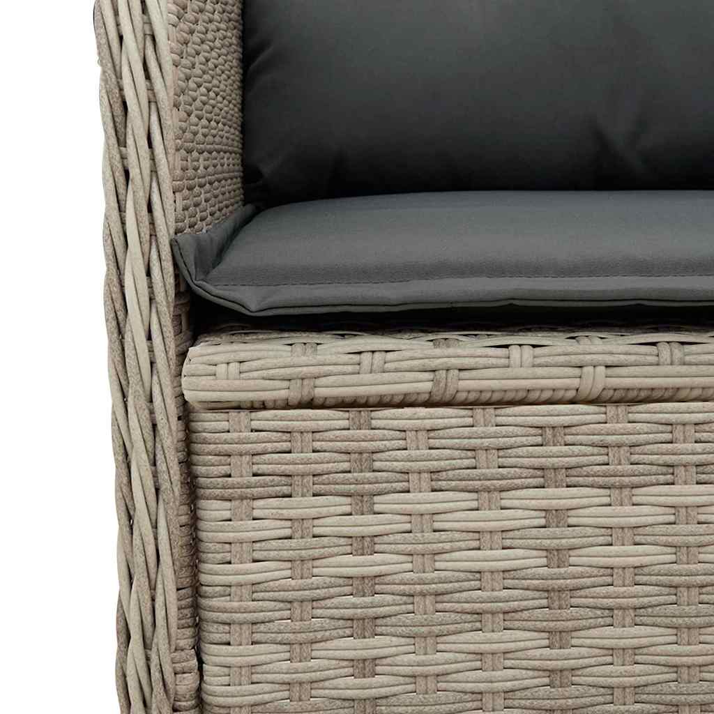 Garden Bench with Cushion Light grey Poly rattan