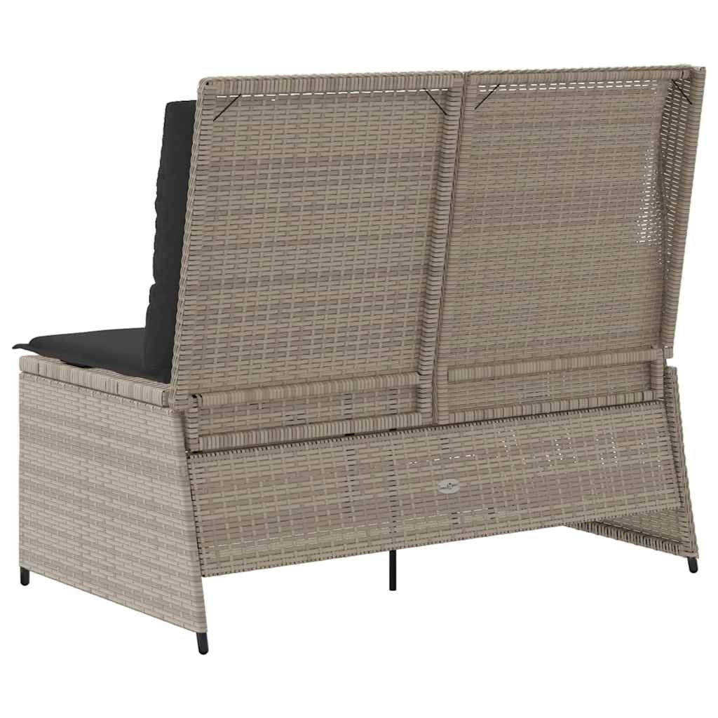 Garden Bench with Cushion Light grey Poly rattan