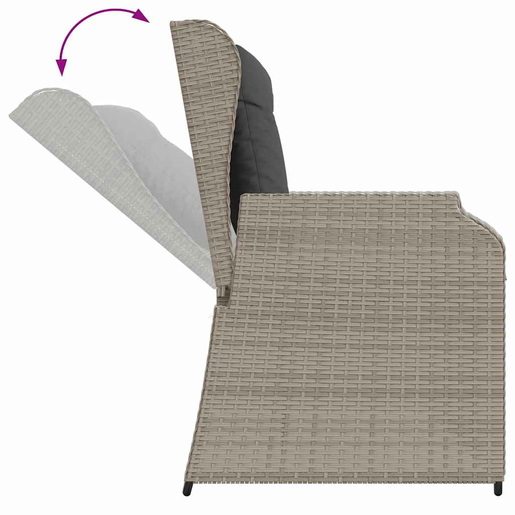 Garden Bench with Cushion Light grey Poly rattan