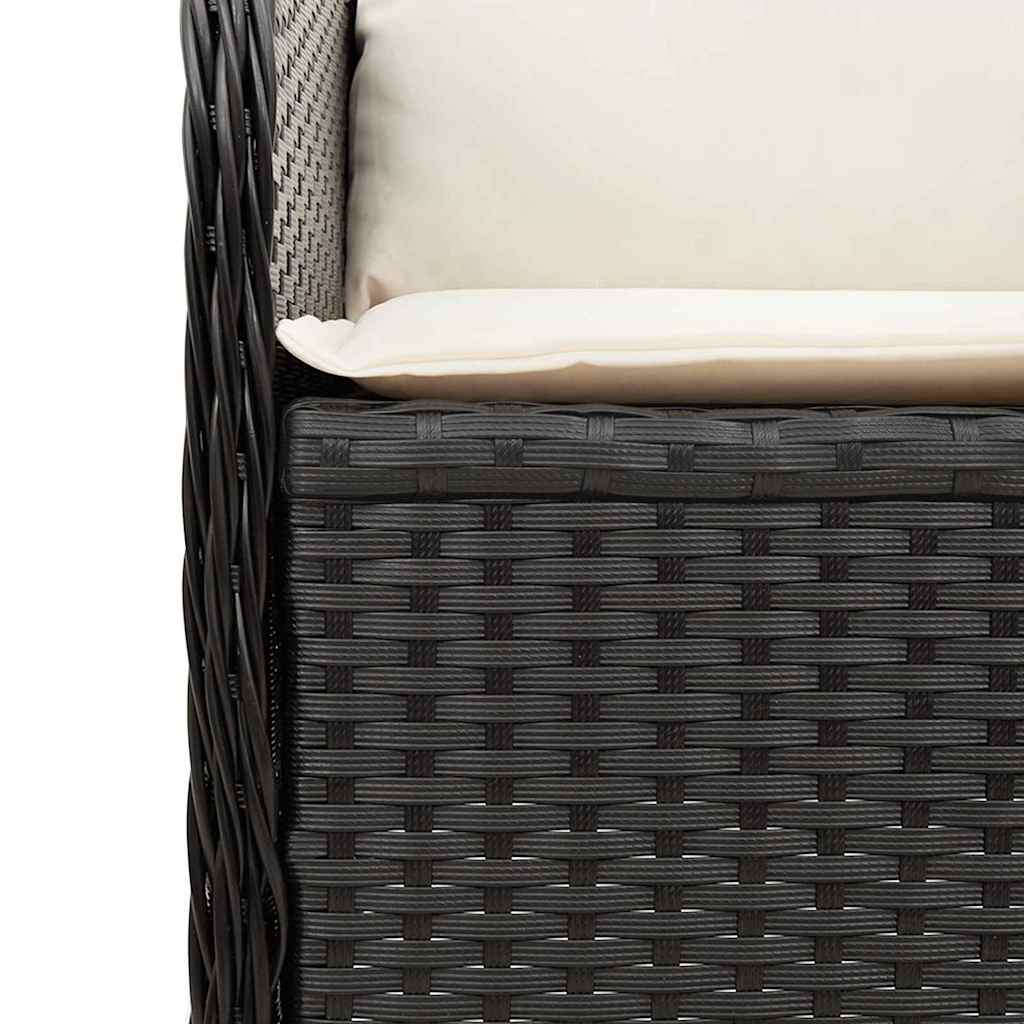 Garden Bench with Cushion Black Poly rattan