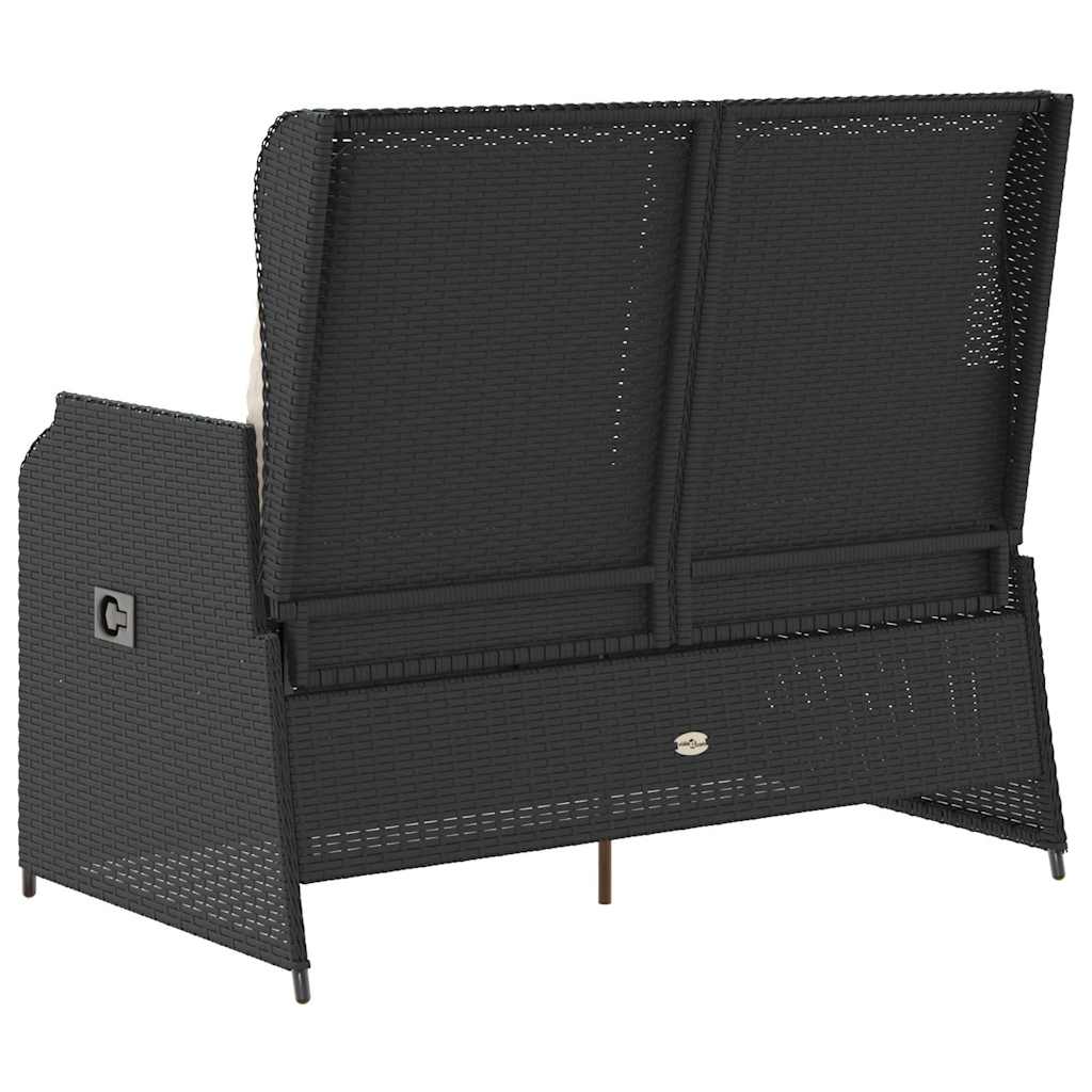 Garden Bench with Cushion Black Poly rattan