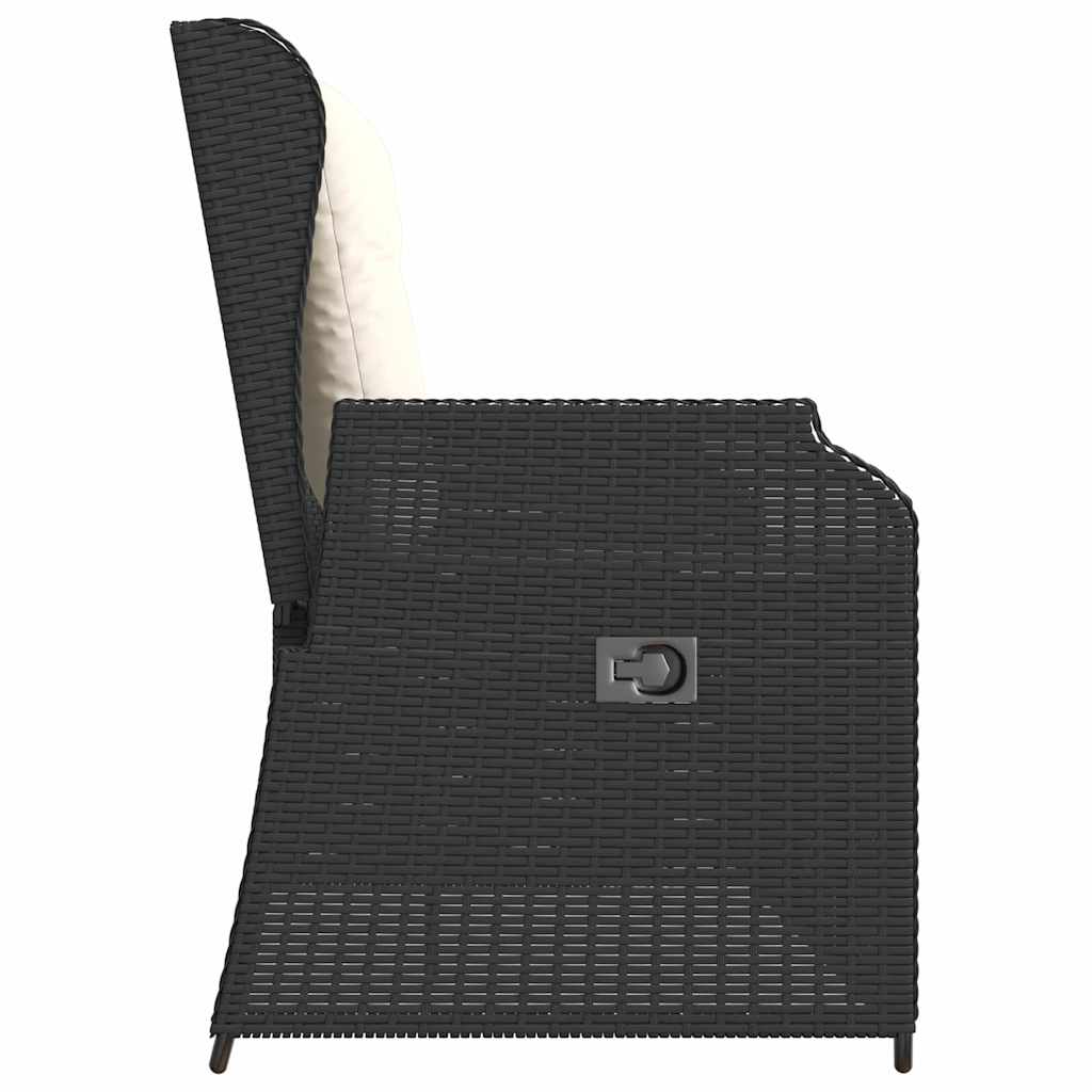 Garden Bench with Cushion Black Poly rattan