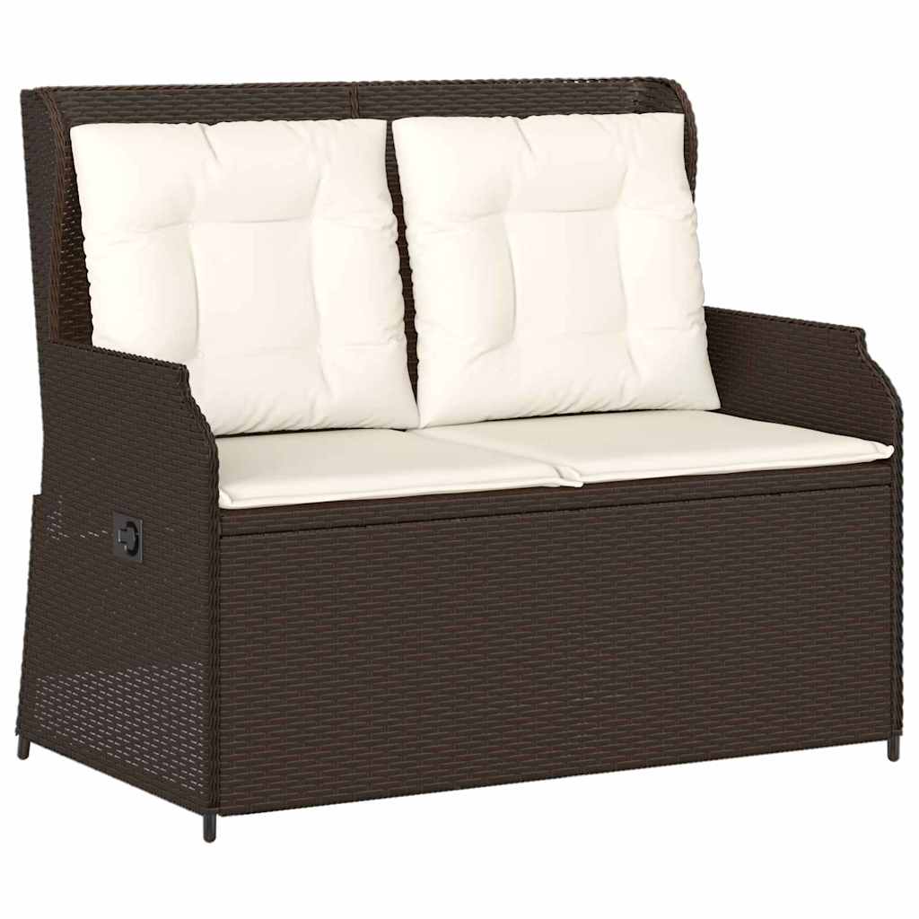 Garden Bench with Cushion Brown Poly rattan