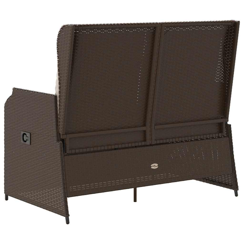 Garden Bench with Cushion Brown Poly rattan