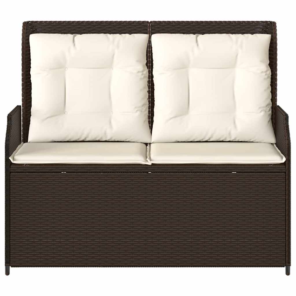 Garden Bench with Cushion Brown Poly rattan