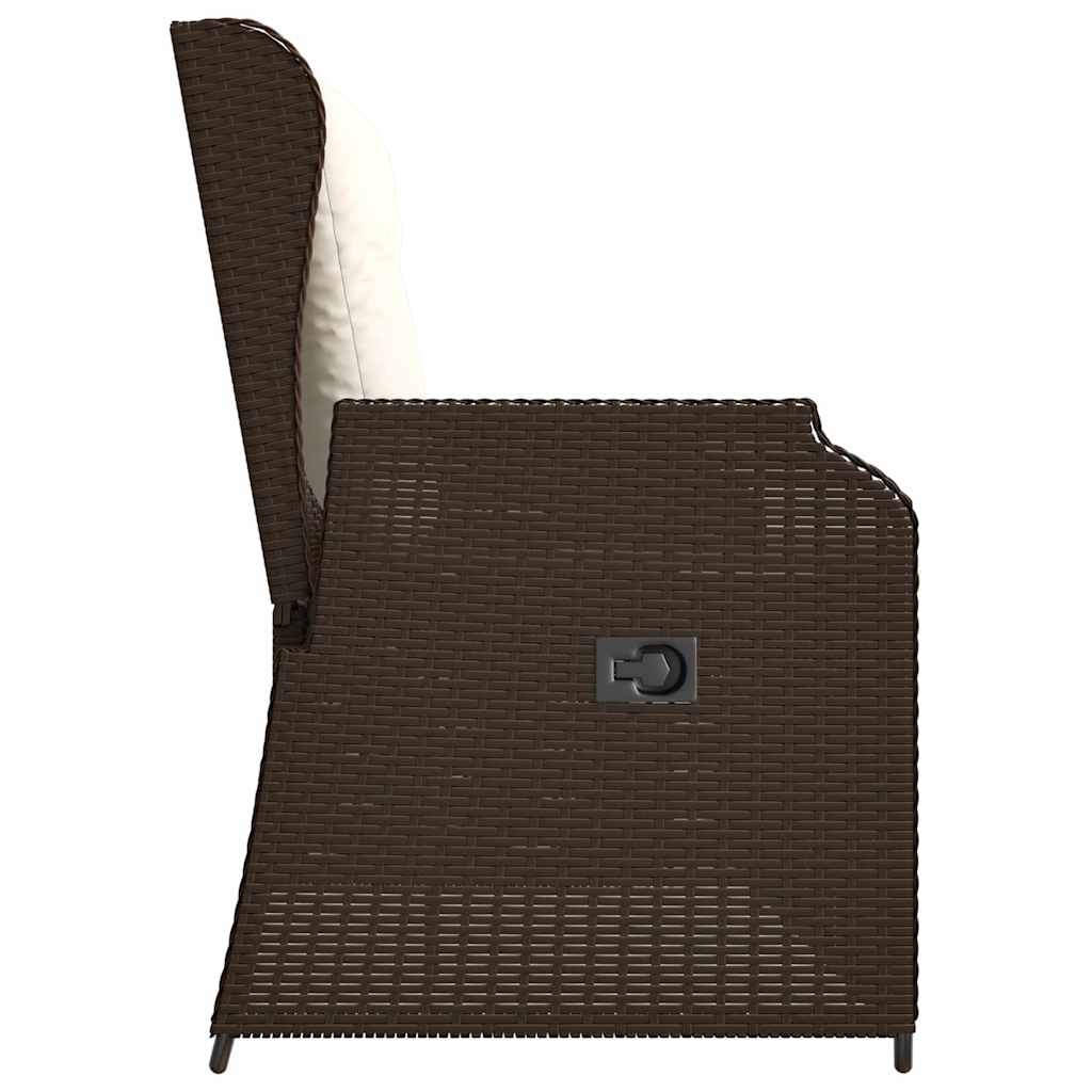 Garden Bench with Cushion Brown Poly rattan