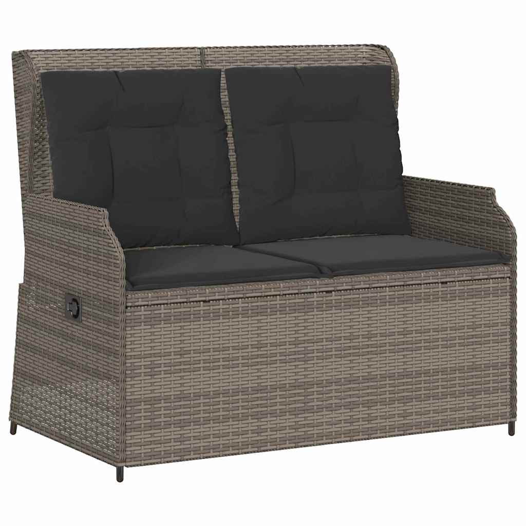 Garden Bench with Cushion Grey Poly rattan