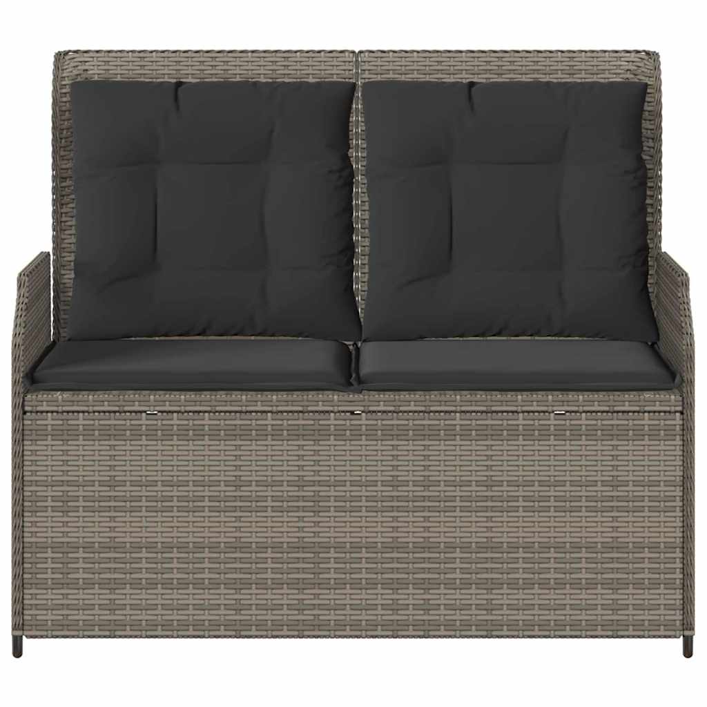 Garden Bench with Cushion Grey Poly rattan