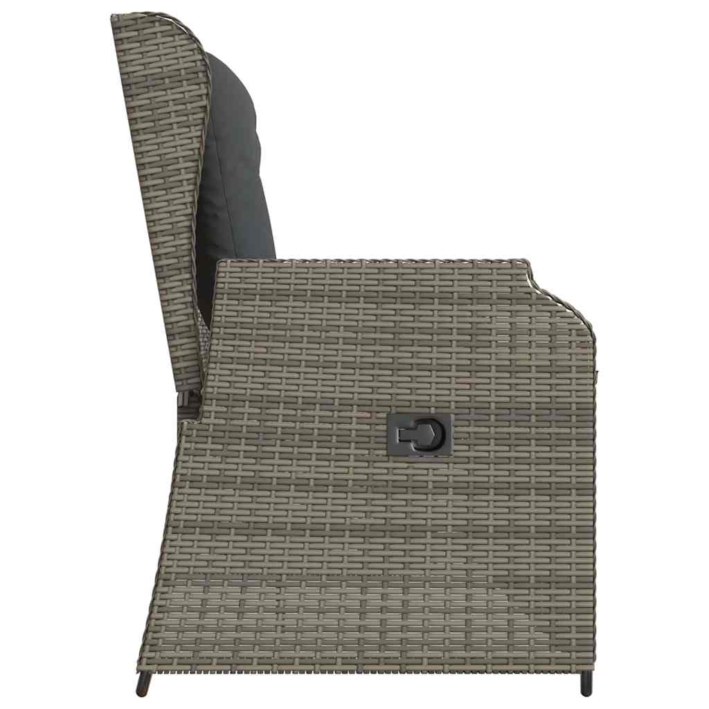 Garden Bench with Cushion Grey Poly rattan