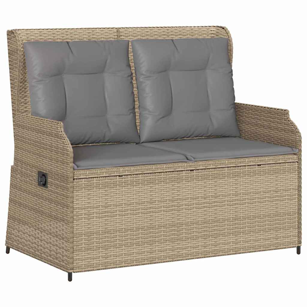 Garden Bench with Cushion Beige Poly rattan