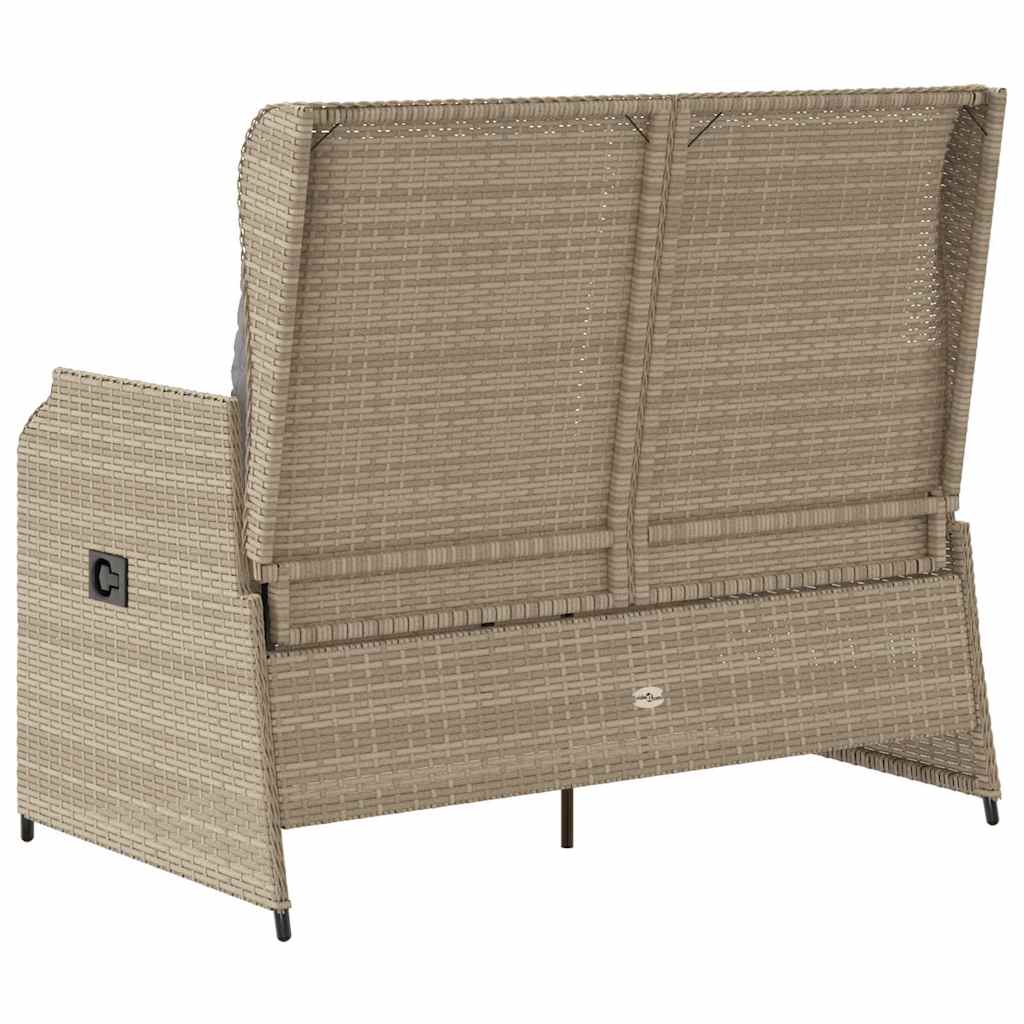 Garden Bench with Cushion Beige Poly rattan