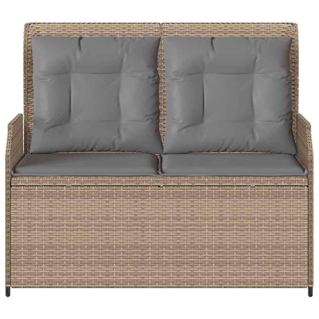 Garden Bench with Cushion Beige Poly rattan