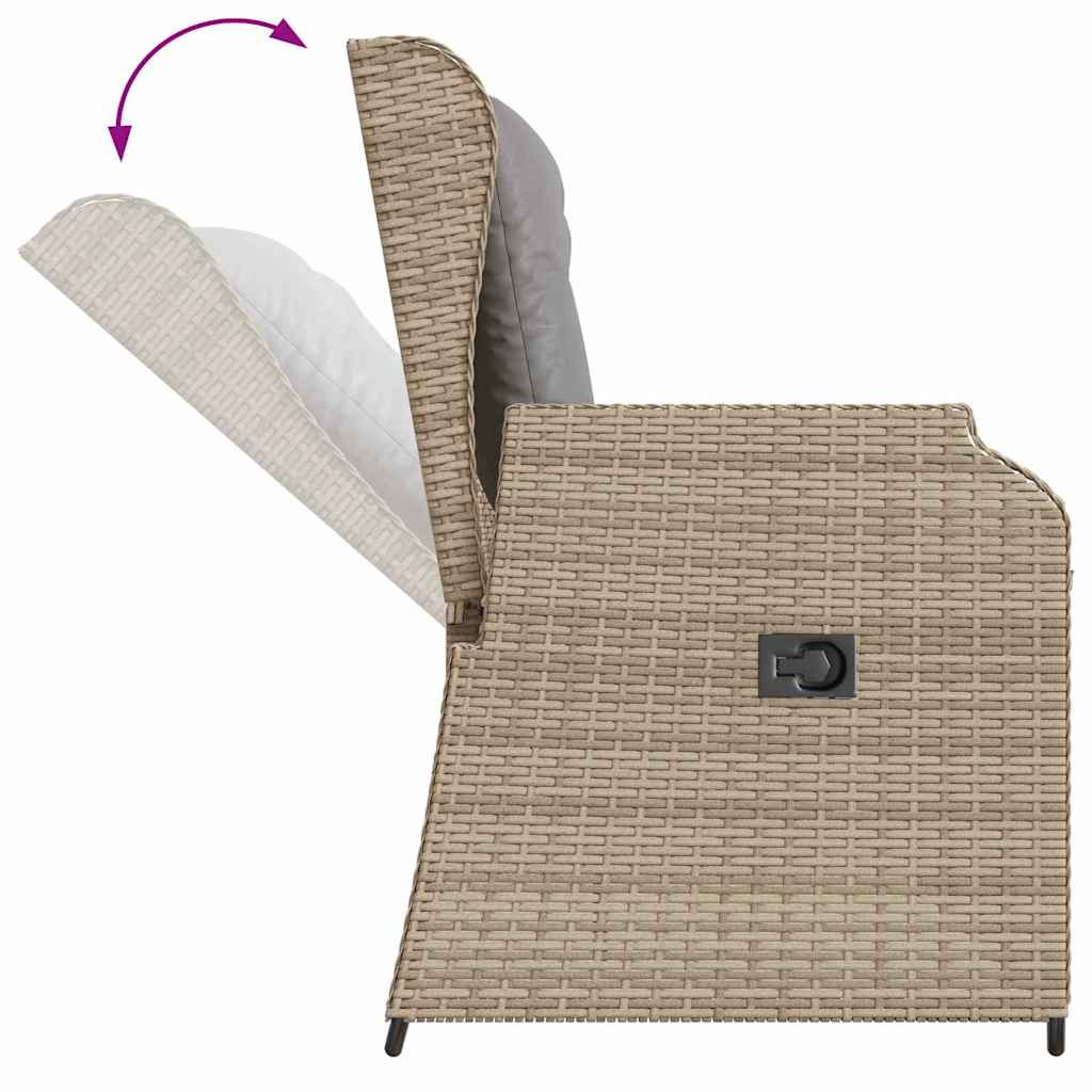 Garden Bench with Cushion Beige Poly rattan