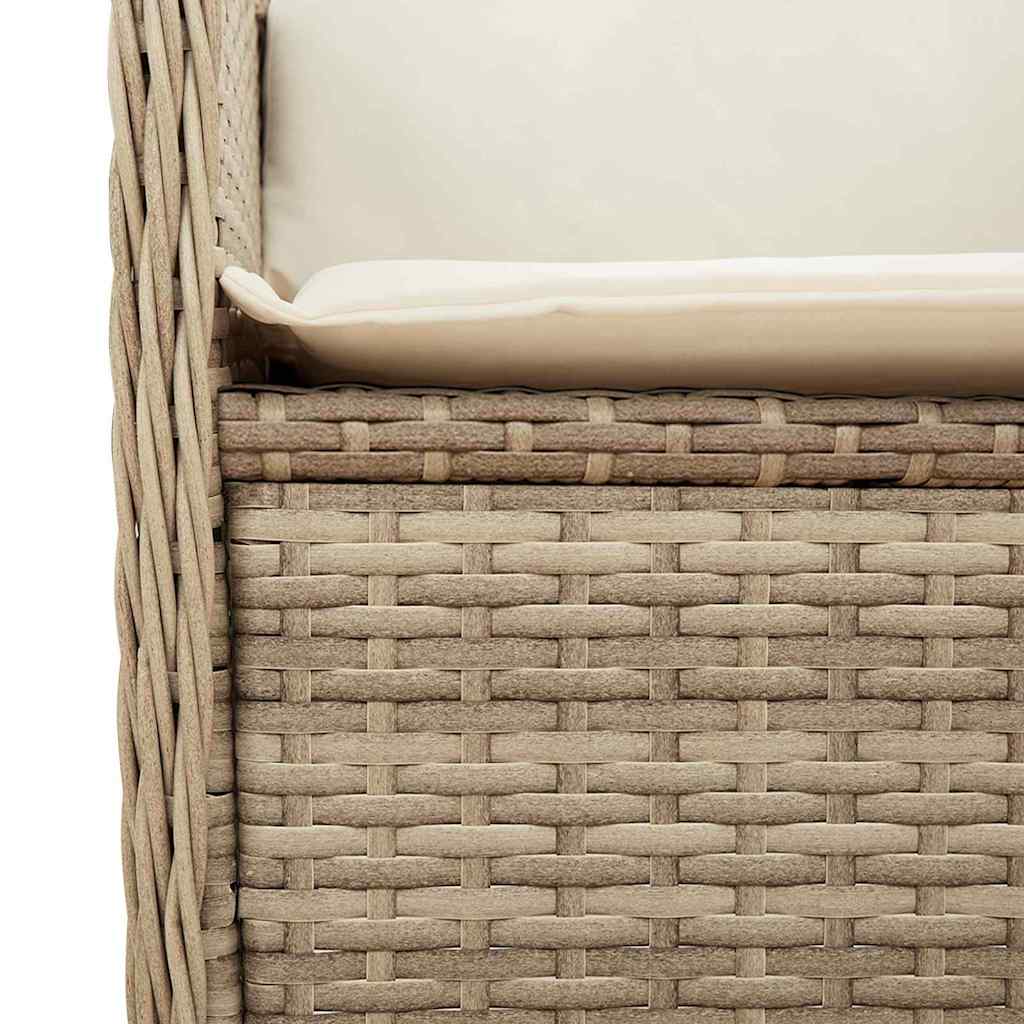 Garden Bench with Cushion Beige Poly rattan
