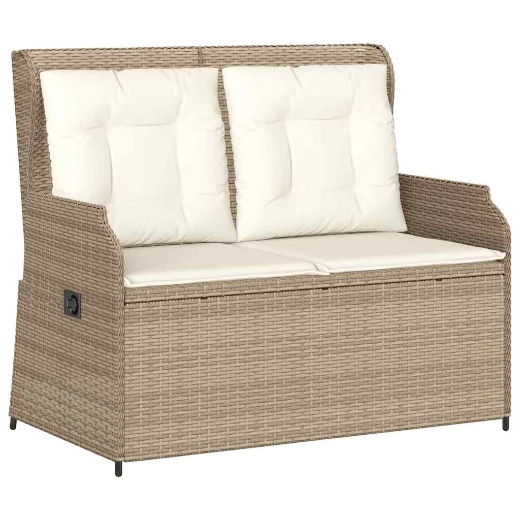Garden Bench with Cushion Beige Poly rattan
