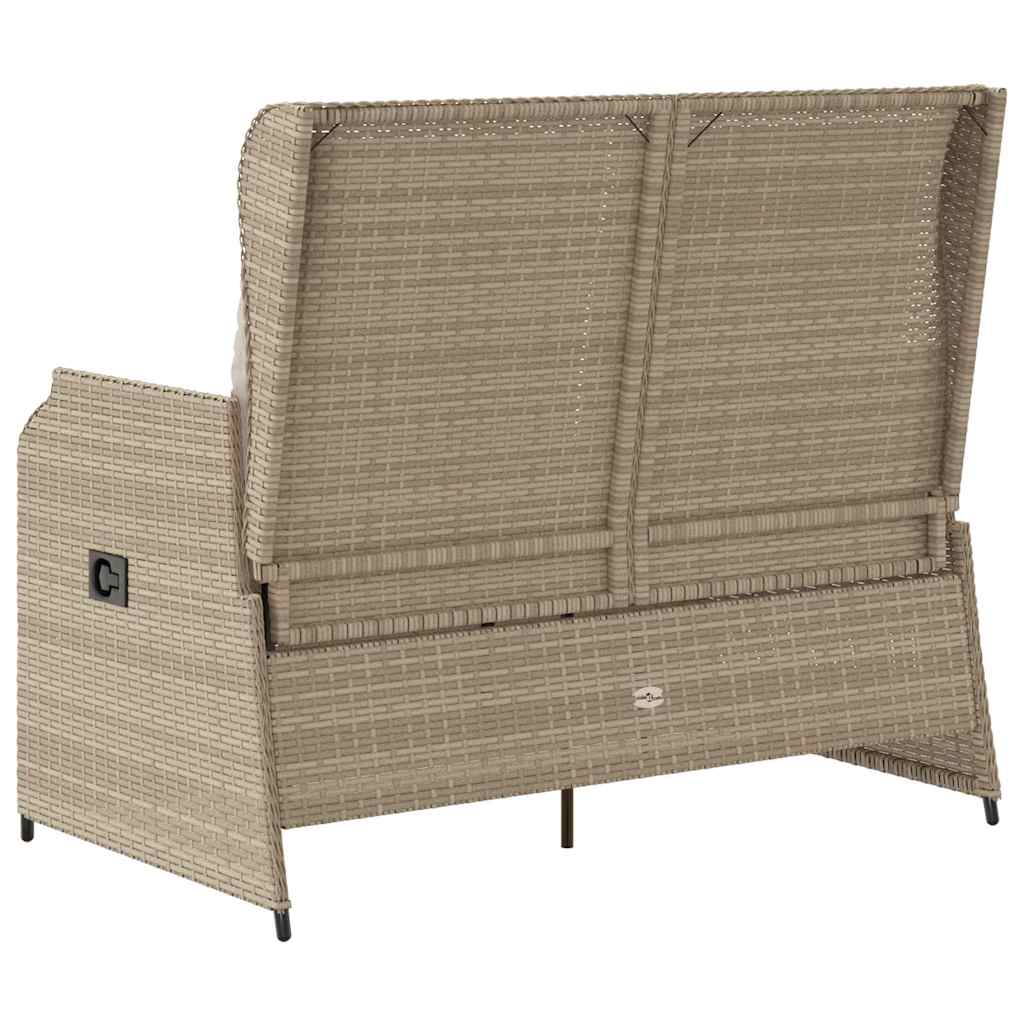 Garden Bench with Cushion Beige Poly rattan