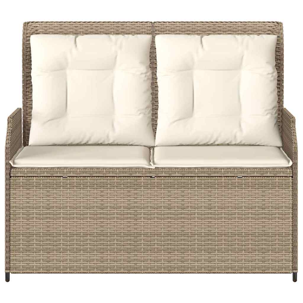 Garden Bench with Cushion Beige Poly rattan