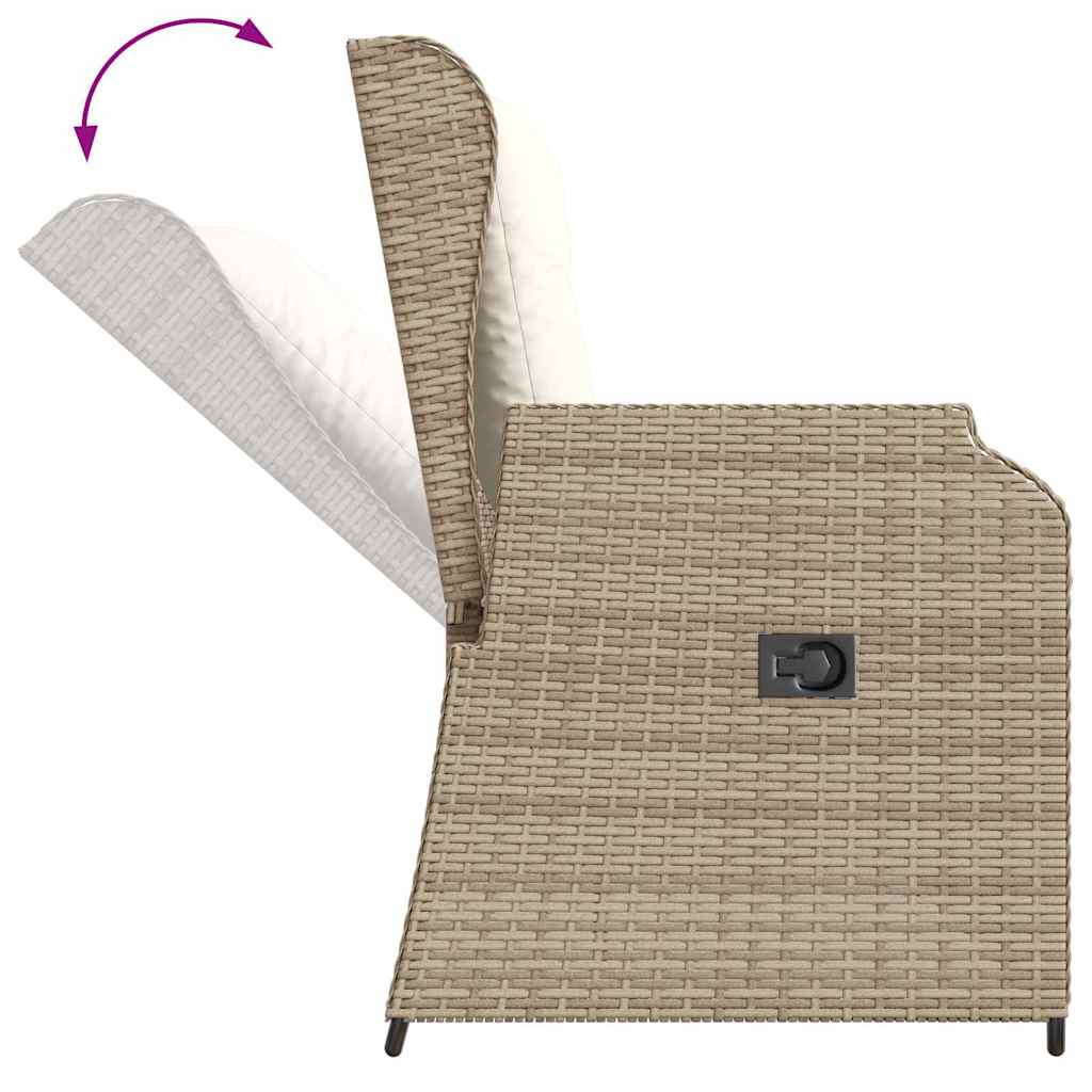 Garden Bench with Cushion Beige Poly rattan