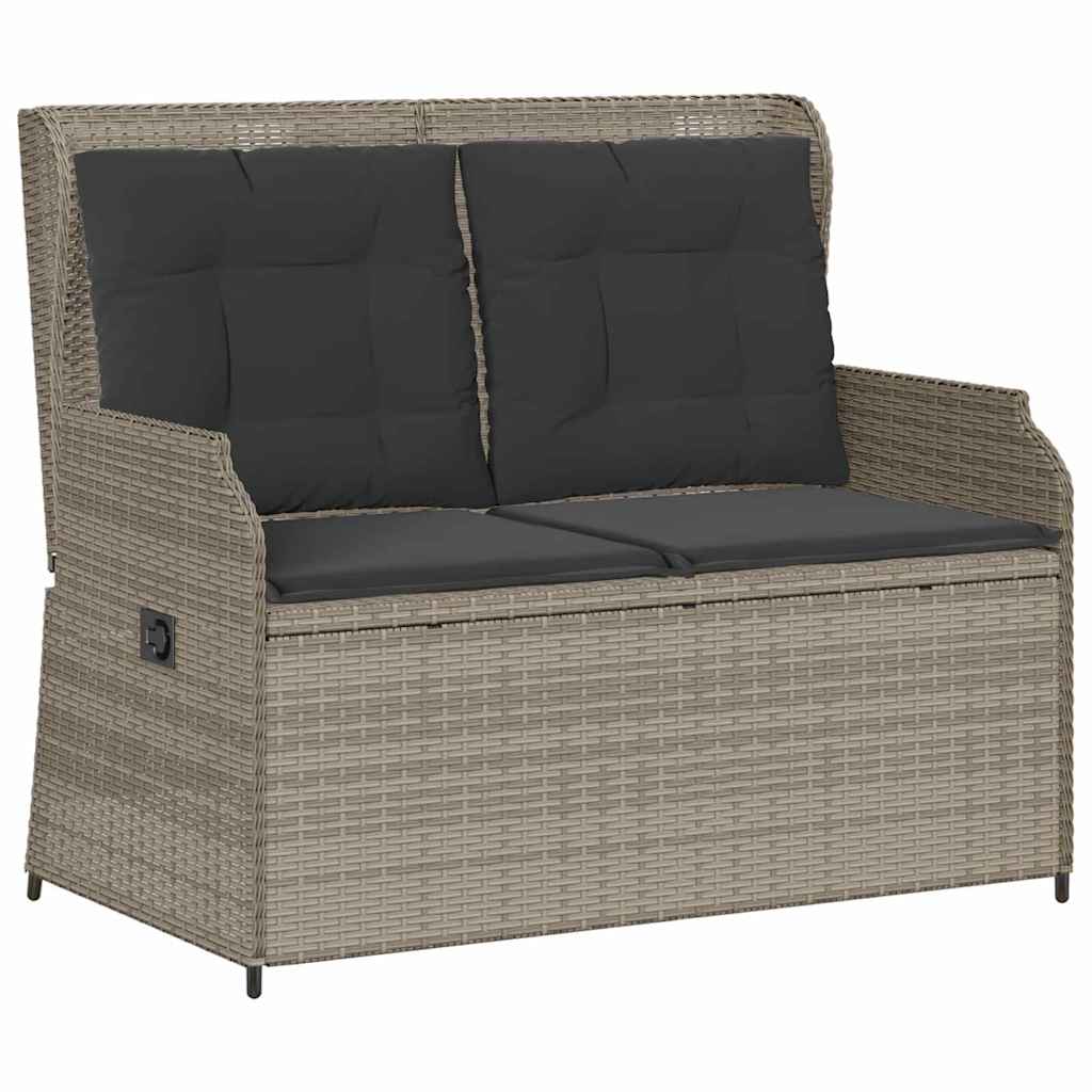 Garden Bench with Cushion Light grey Poly rattan