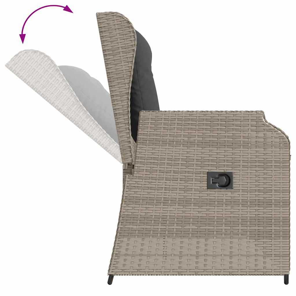 Garden Bench with Cushion Light grey Poly rattan