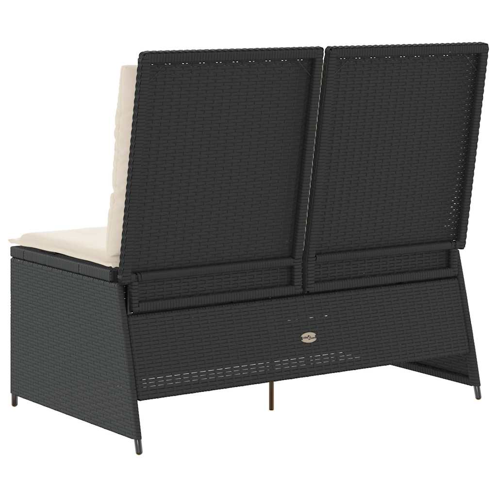 Garden Bench with Cushion Black Poly rattan