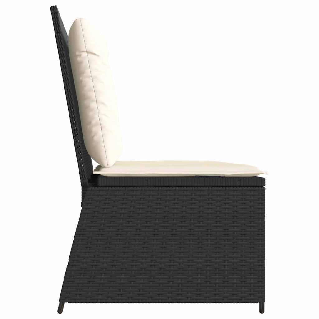 Garden Bench with Cushion Black Poly rattan