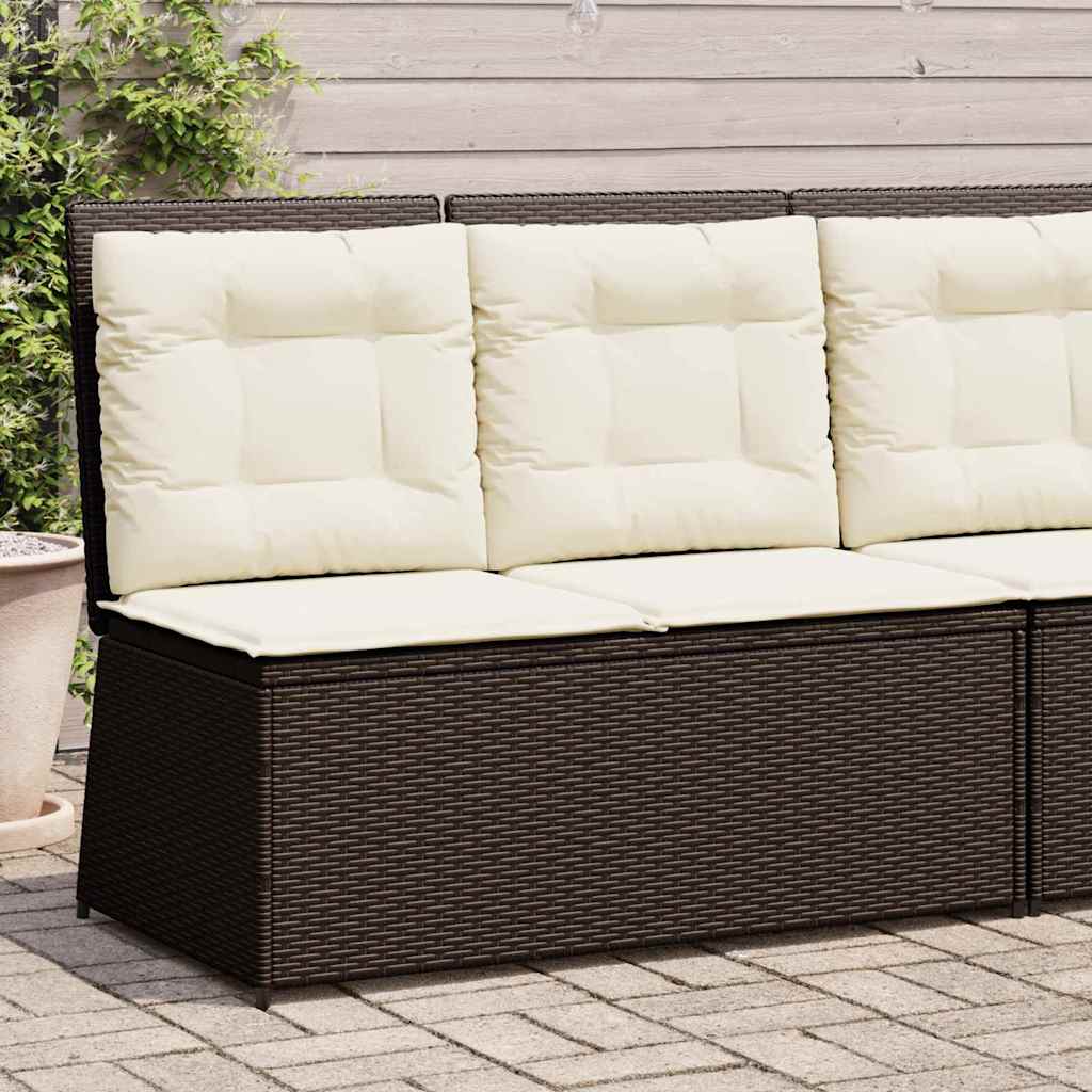 Garden Bench with Cushion Brown Poly rattan