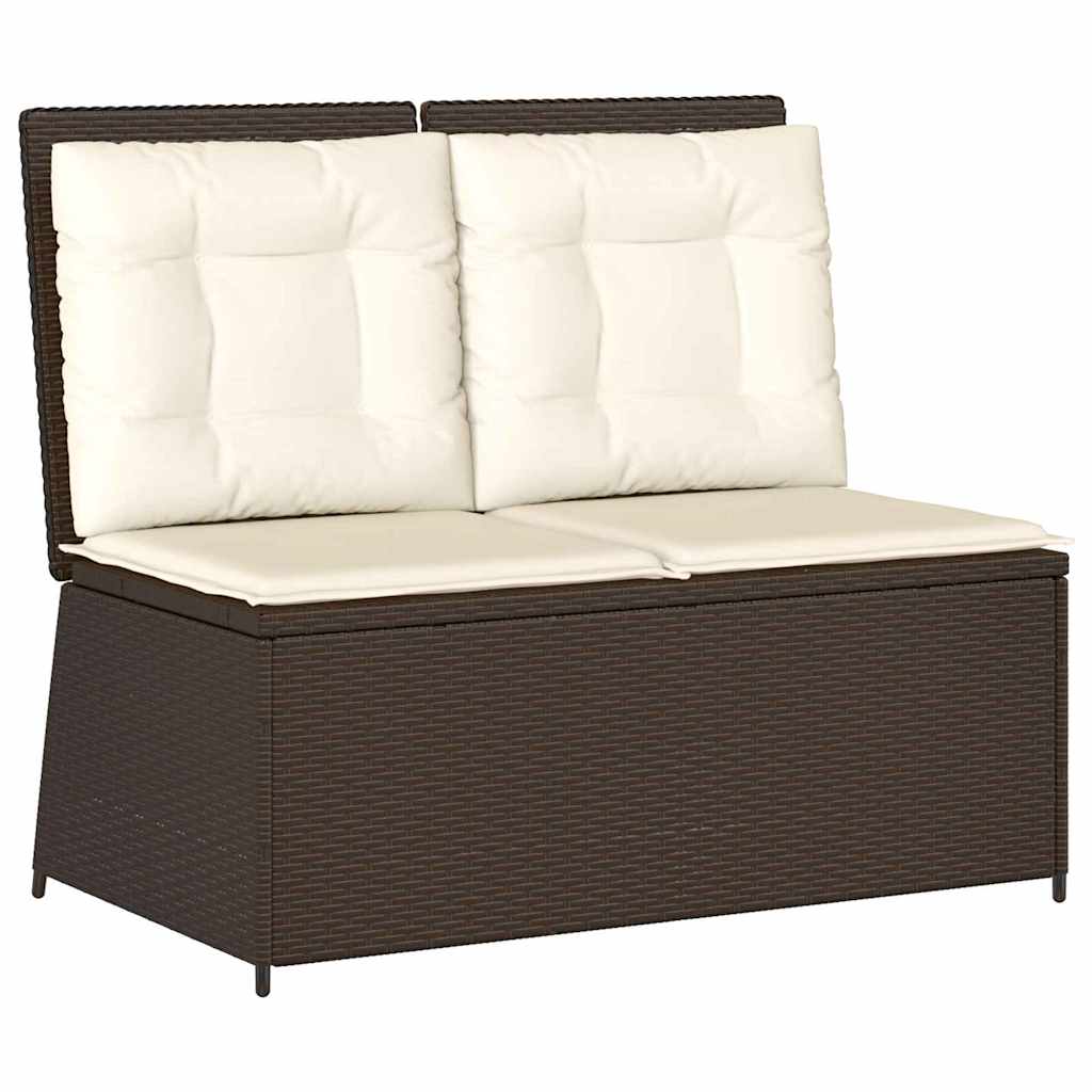 Garden Bench with Cushion Brown Poly rattan