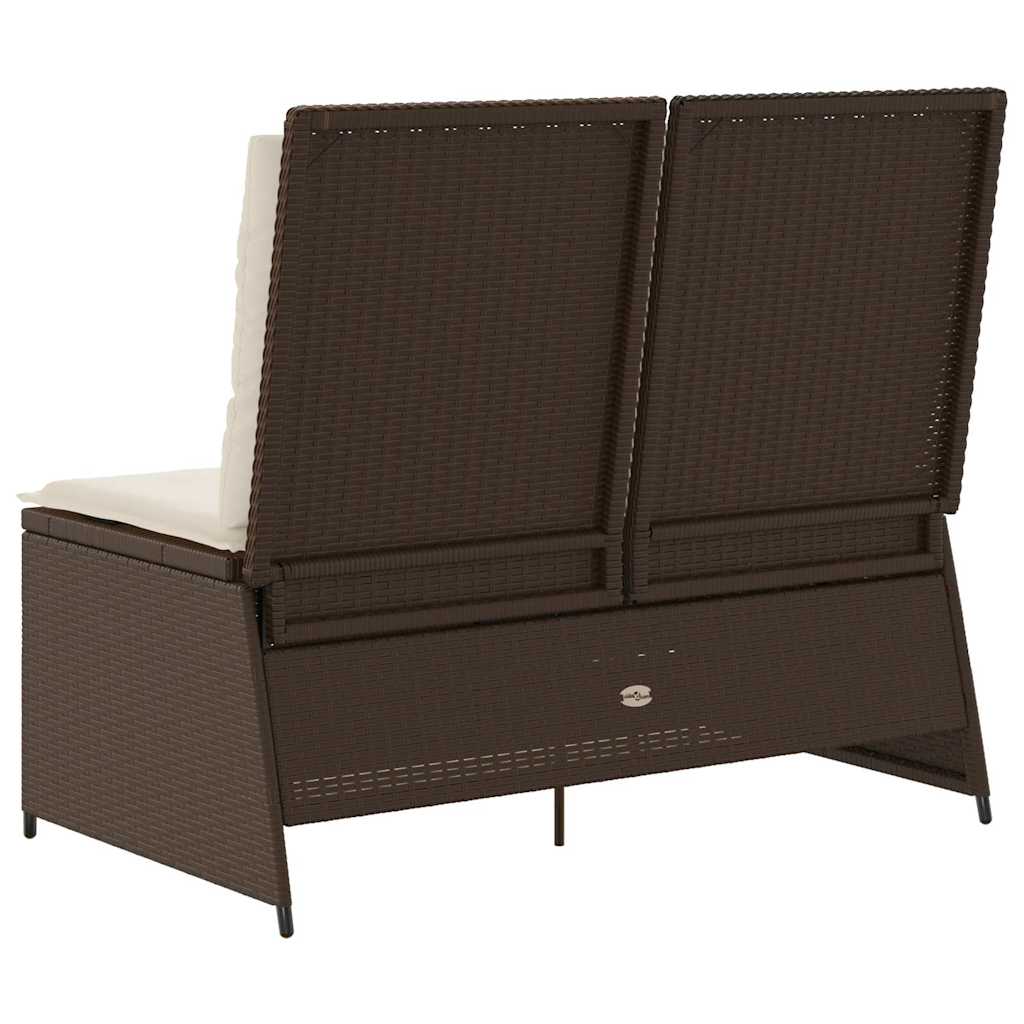 Garden Bench with Cushion Brown Poly rattan