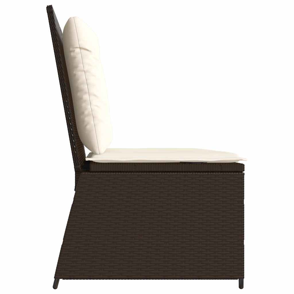Garden Bench with Cushion Brown Poly rattan