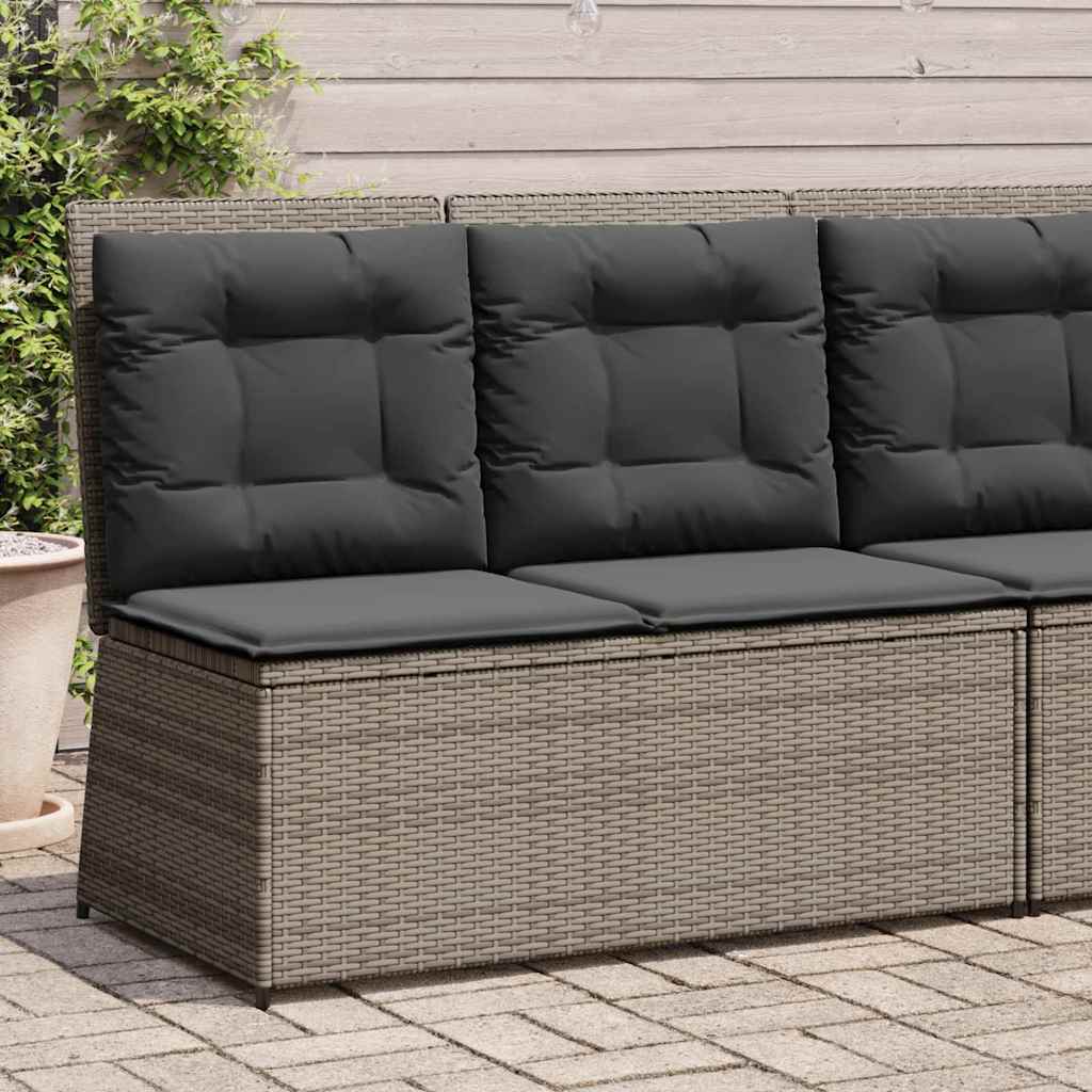 Garden Bench with Cushion Grey Poly rattan