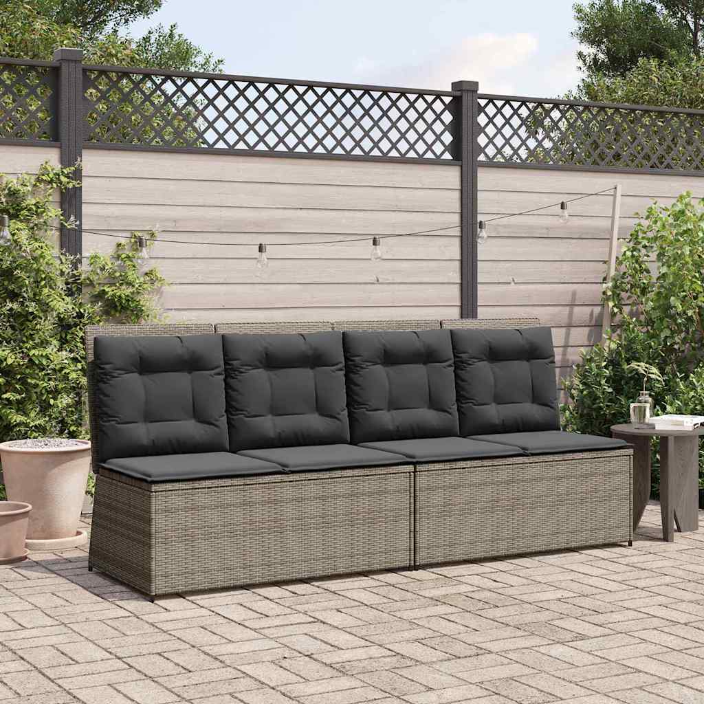 Garden Bench with Cushion Grey Poly rattan