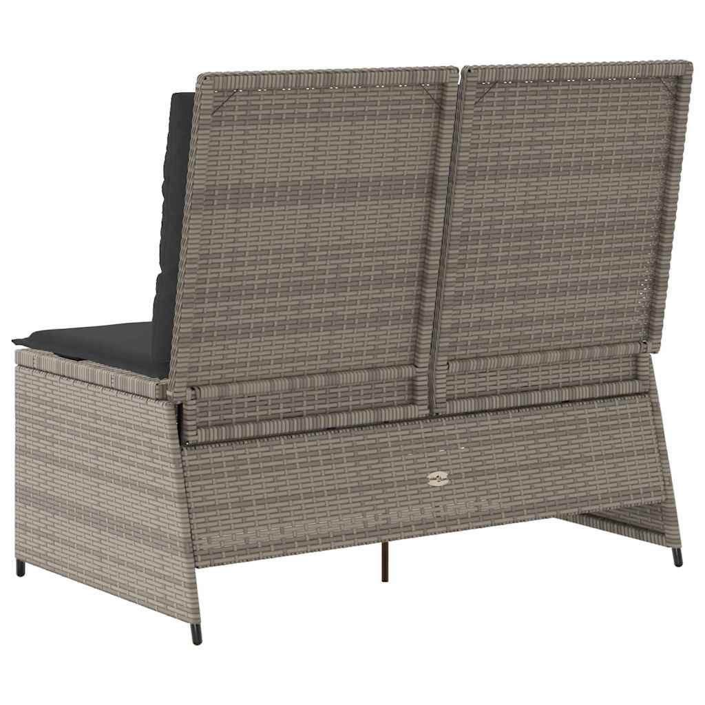 Garden Bench with Cushion Grey Poly rattan