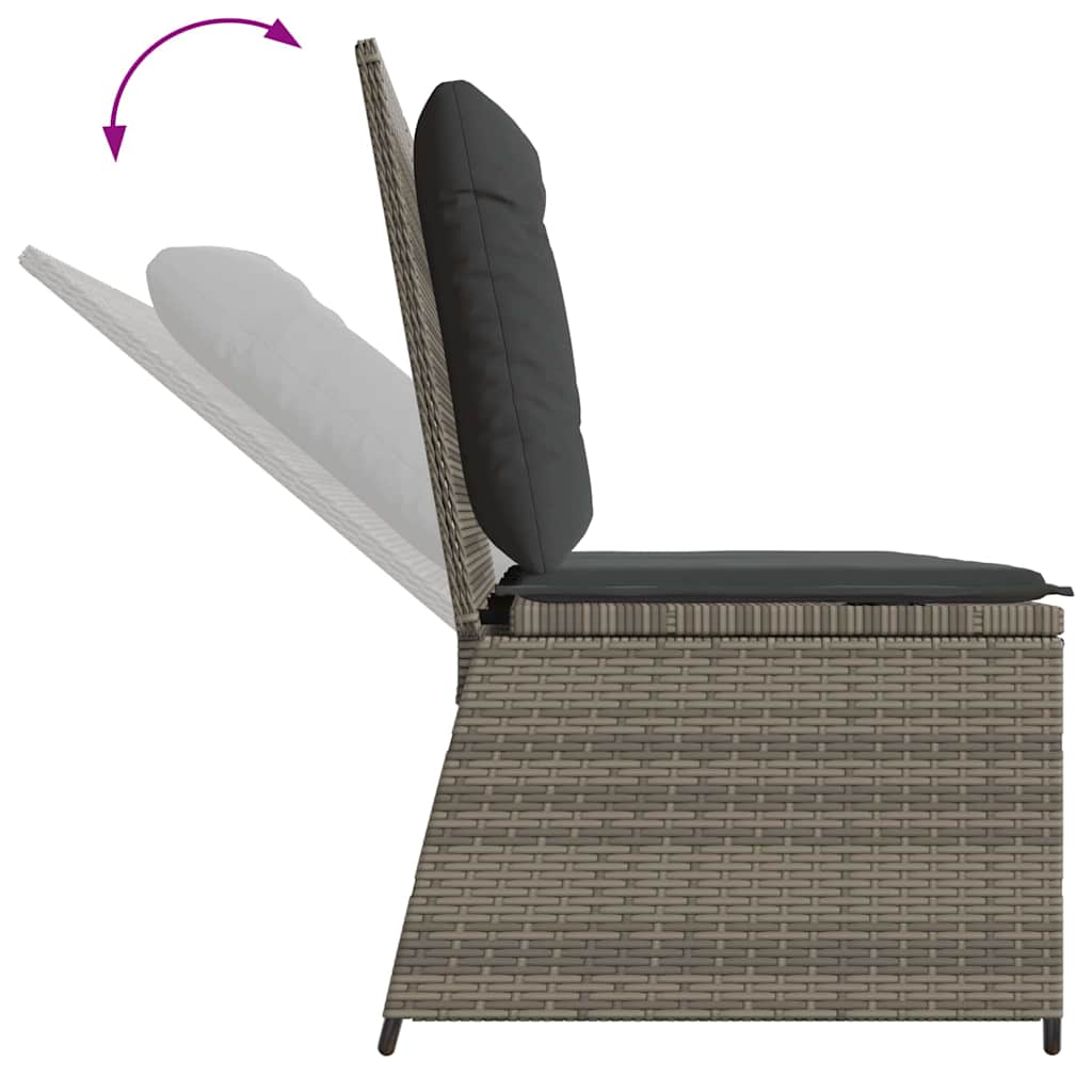Garden Bench with Cushion Grey Poly rattan