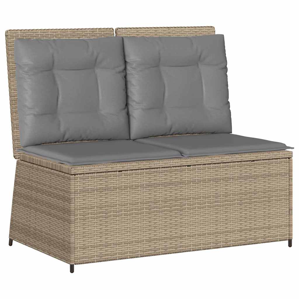 Garden Bench with Cushion Beige Poly rattan