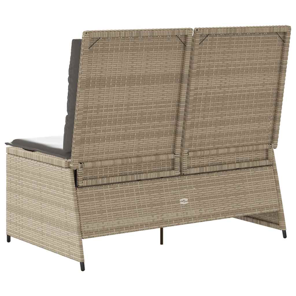 Garden Bench with Cushion Beige Poly rattan