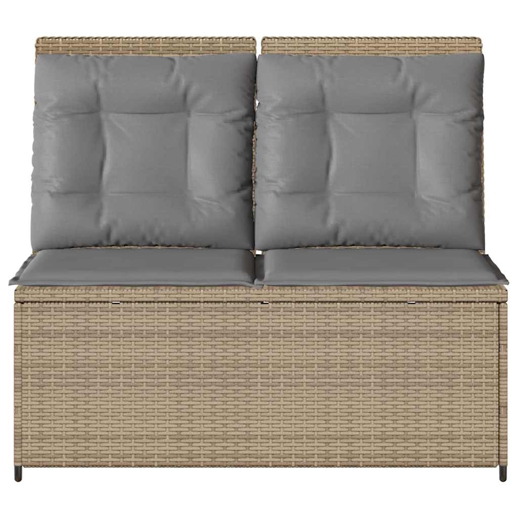 Garden Bench with Cushion Beige Poly rattan