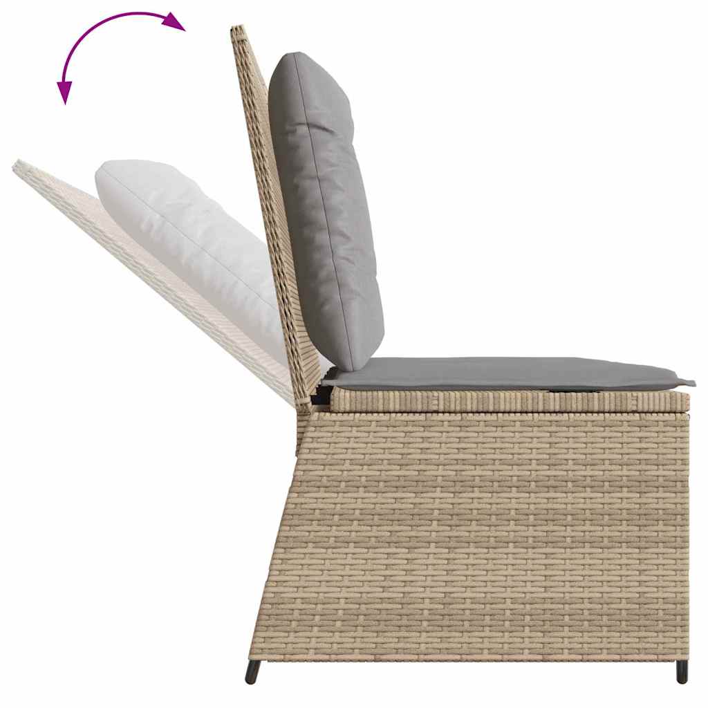 Garden Bench with Cushion Beige Poly rattan