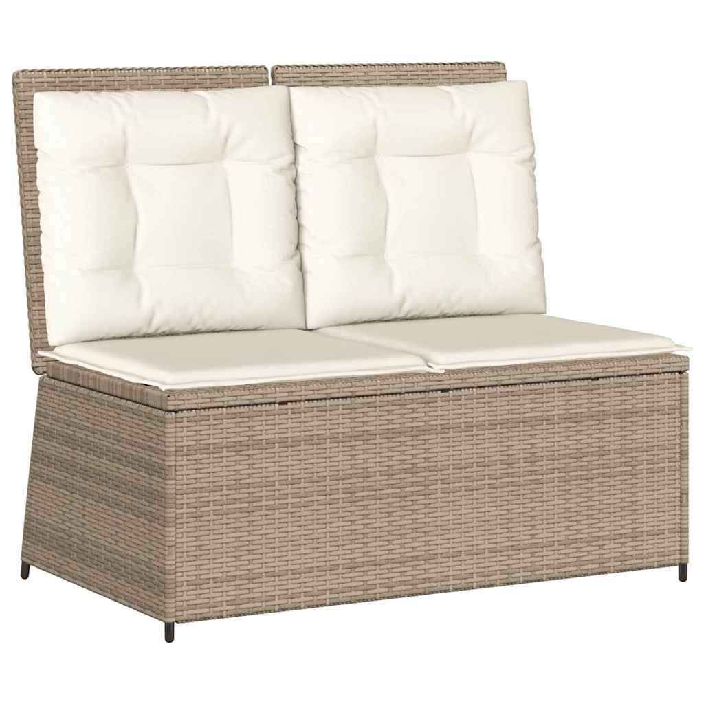 Garden Bench with Cushion Beige Poly rattan