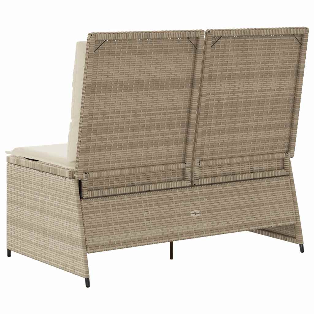 Garden Bench with Cushion Beige Poly rattan