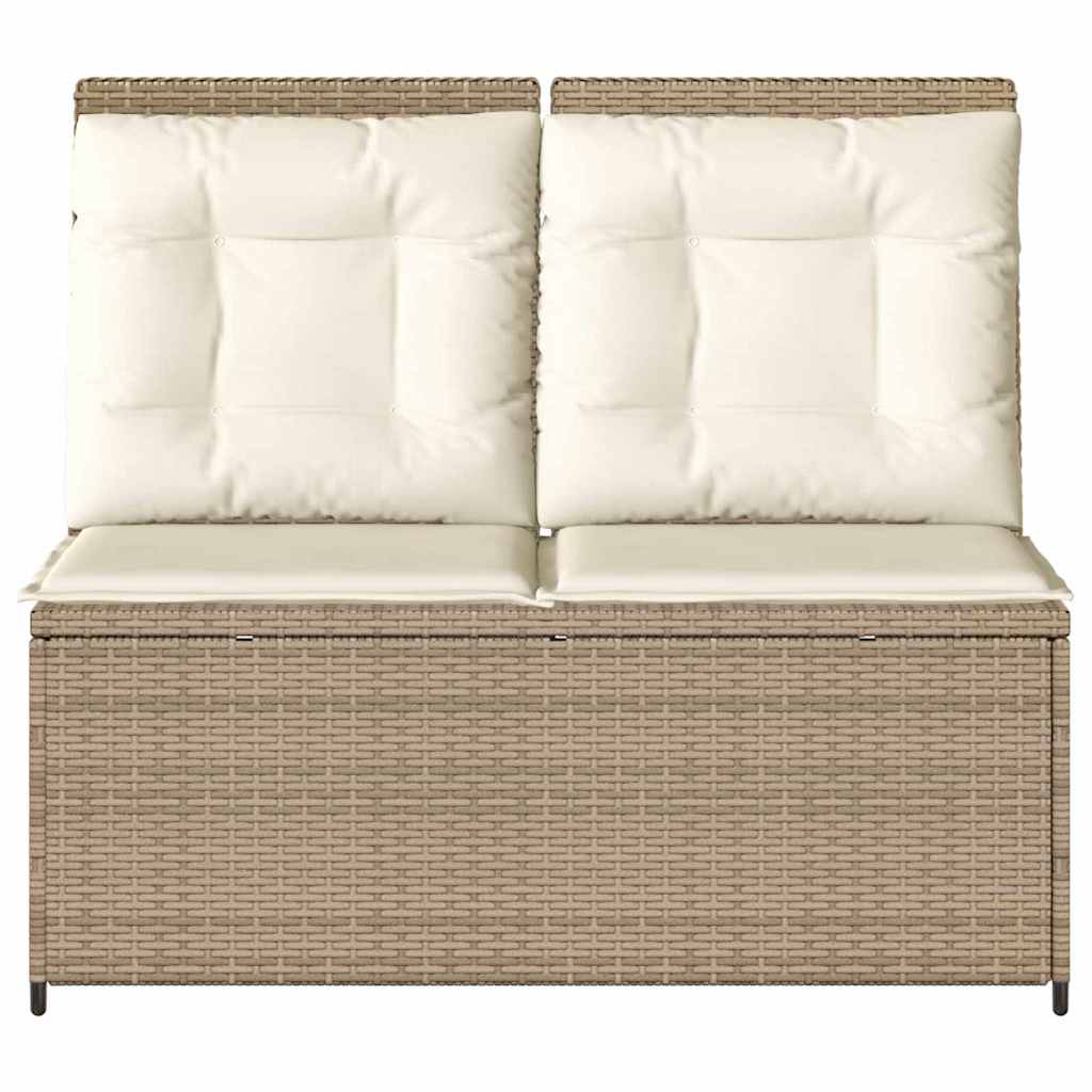 Garden Bench with Cushion Beige Poly rattan