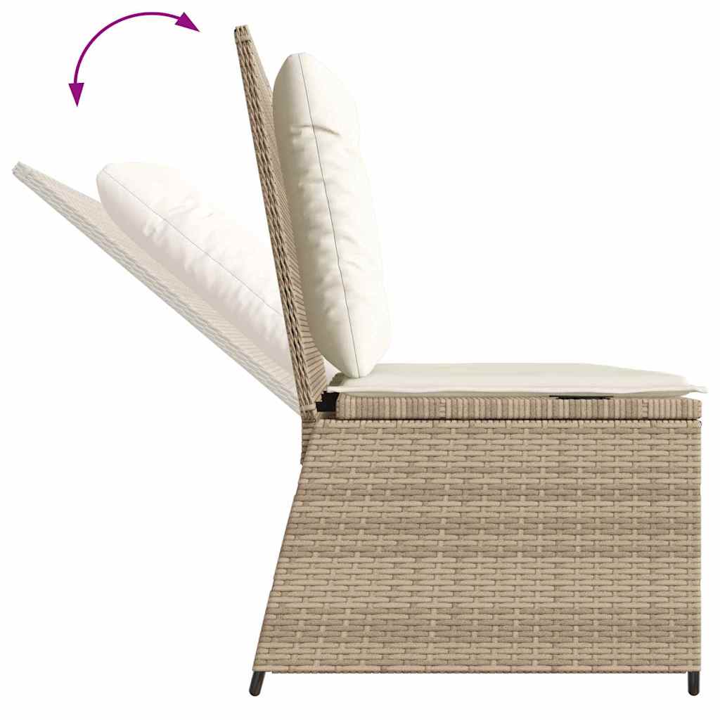 Garden Bench with Cushion Beige Poly rattan