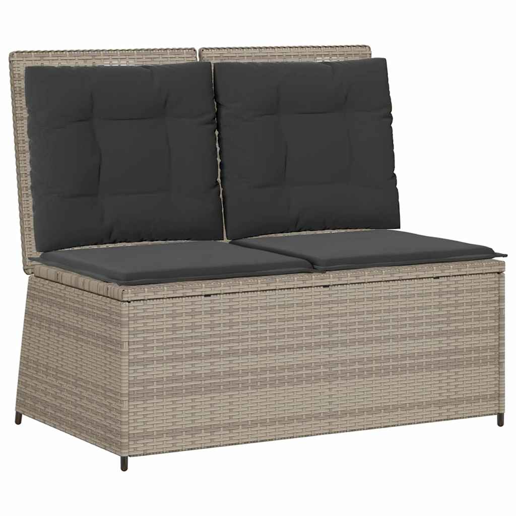 Garden Bench with Cushion Light grey Poly rattan