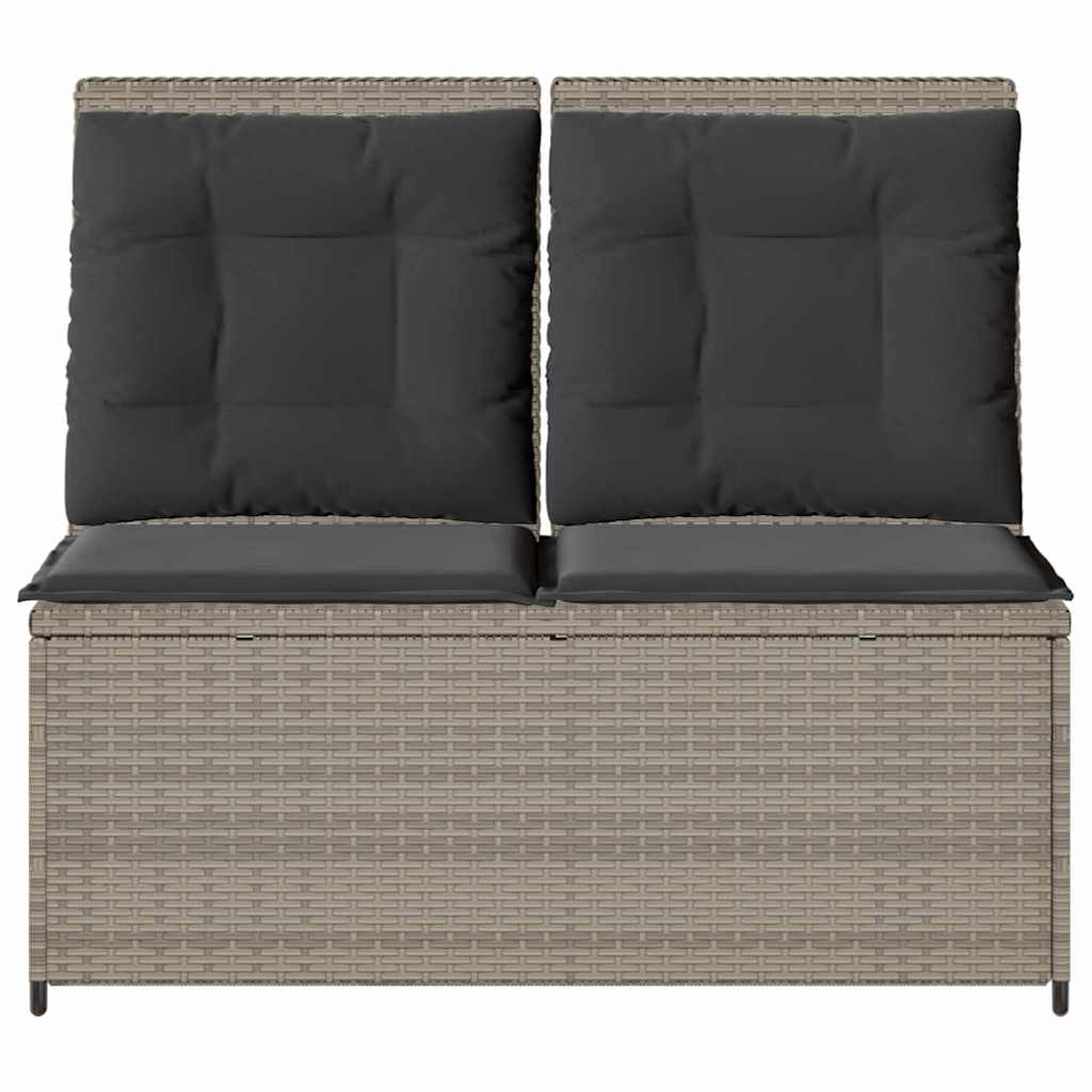 Garden Bench with Cushion Light grey Poly rattan