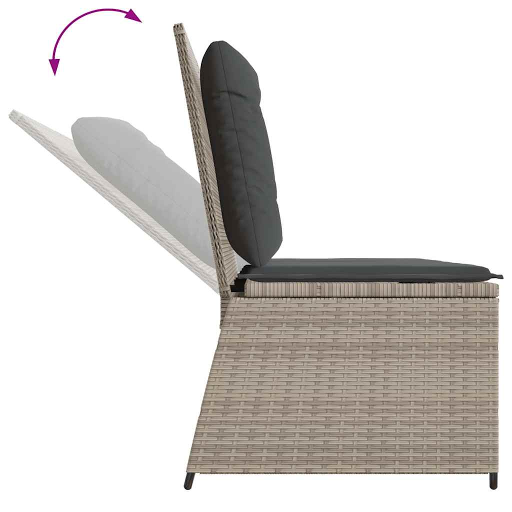 Garden Bench with Cushion Light grey Poly rattan