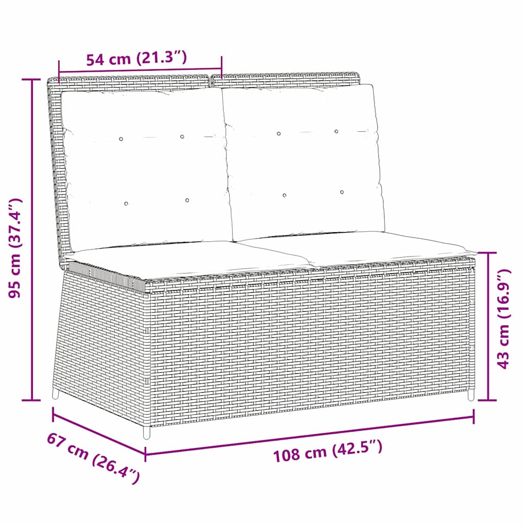 Garden Bench with Cushion Light grey Poly rattan