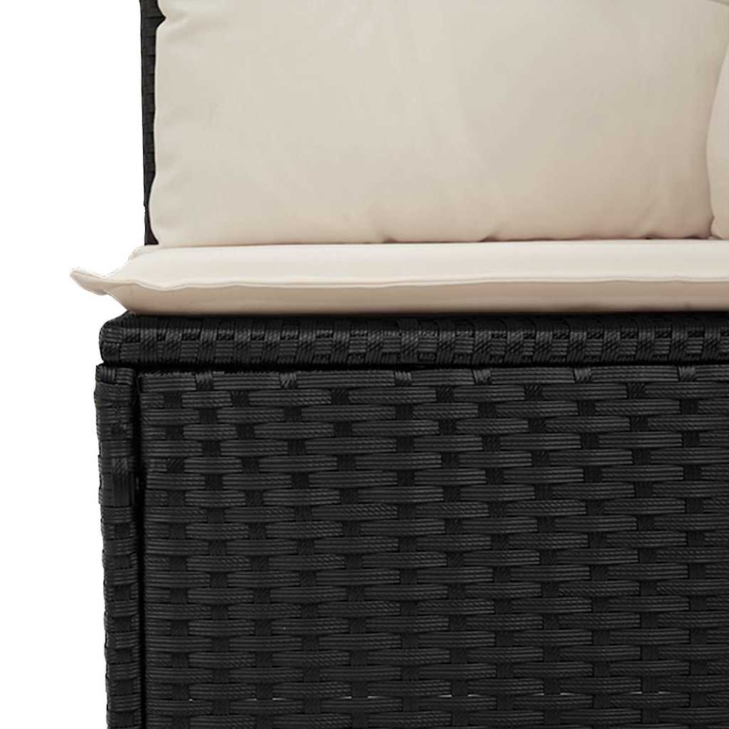 Garden Sofa with Cushion Black Poly rattan